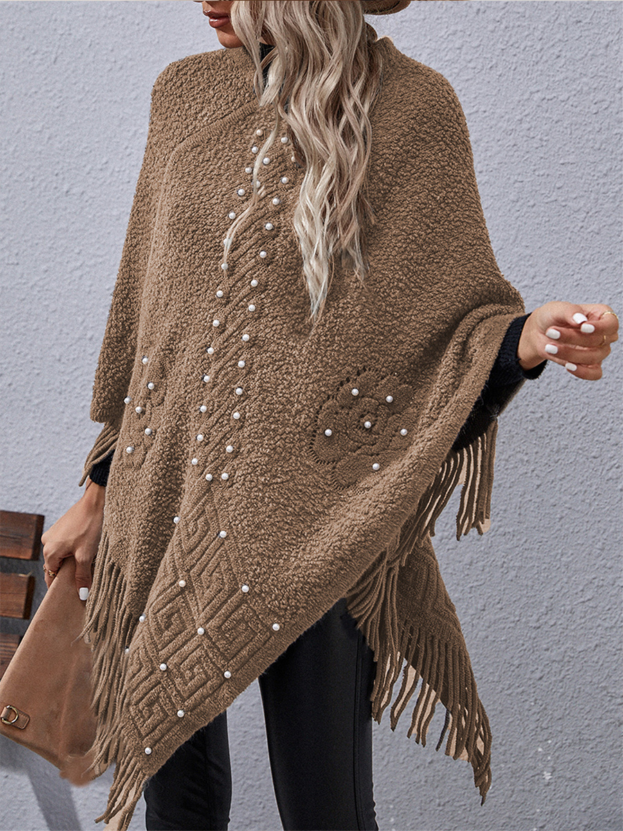 Women's Irregular Beaded Fringe Shawl