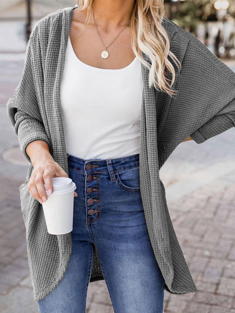 Casual Solid Color Long Sleeved Cardigan