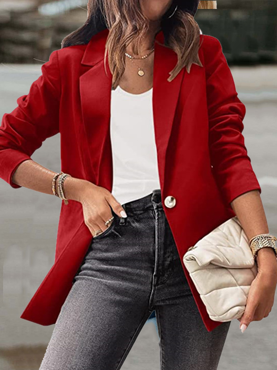 Casual Solid Color Long Sleeve Blazer