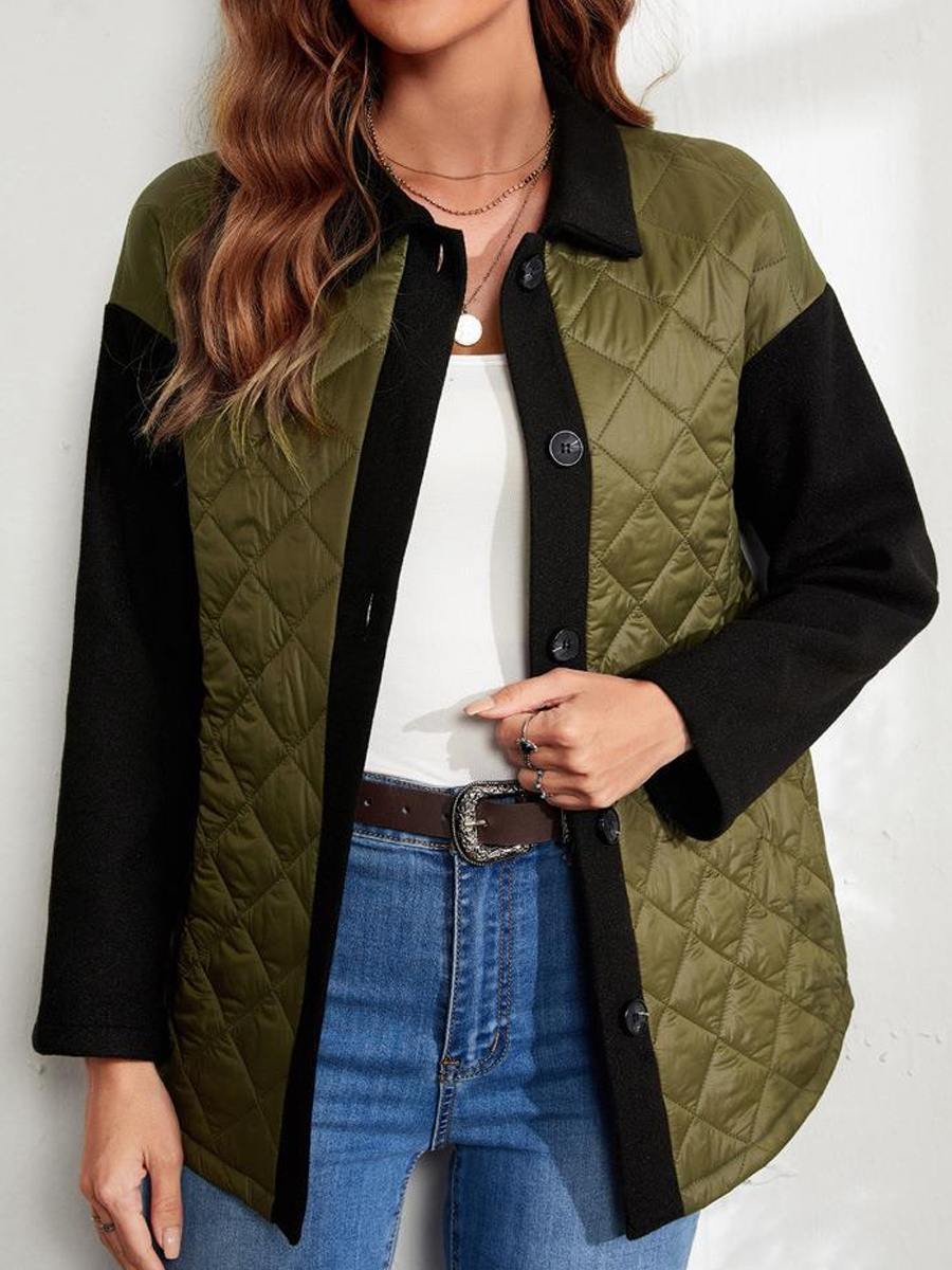 Casual Stitching Long Sleeved Cotton Coat