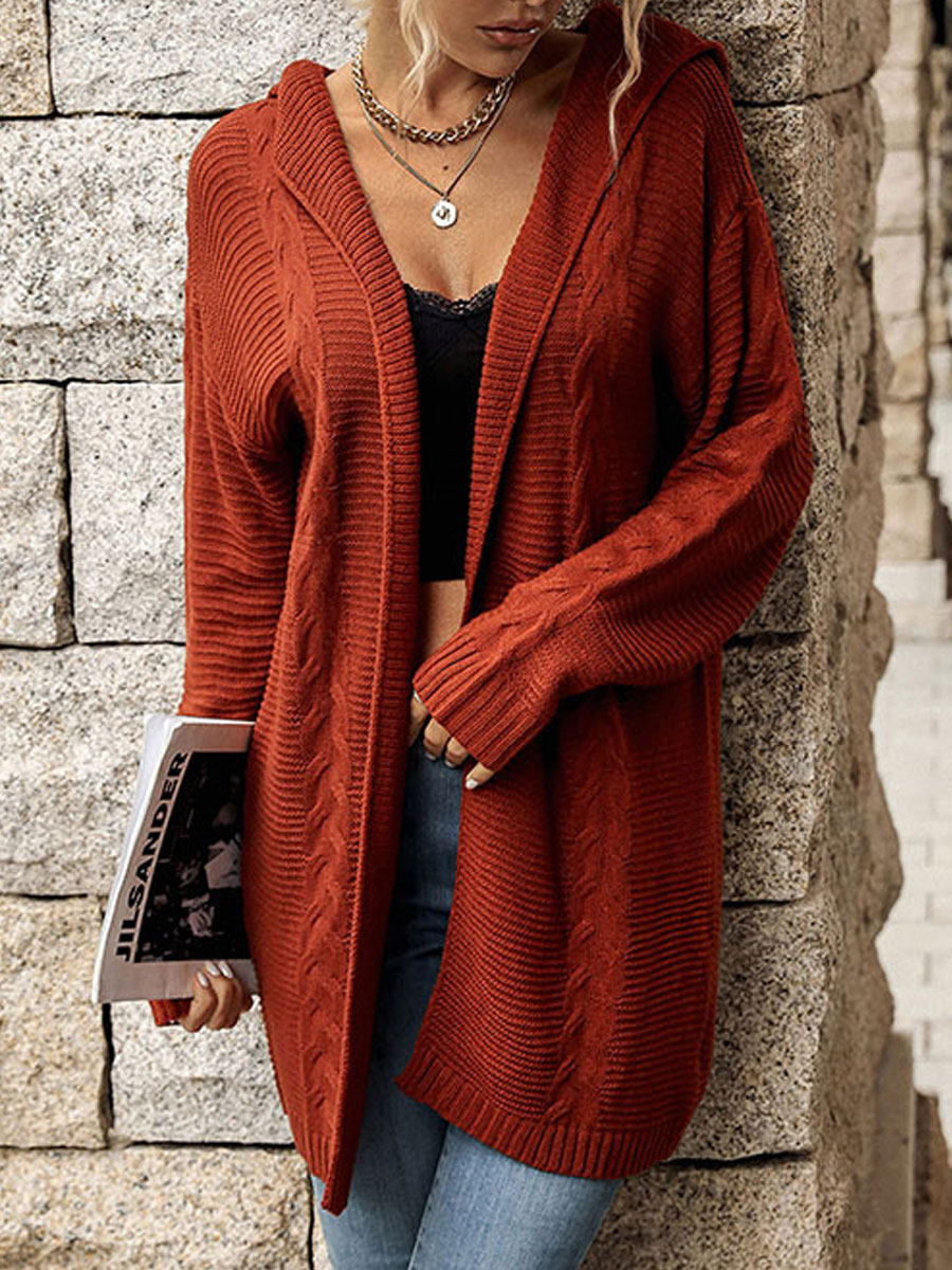 Loose Casual Hoodie Solid Color Sweater Cardigan