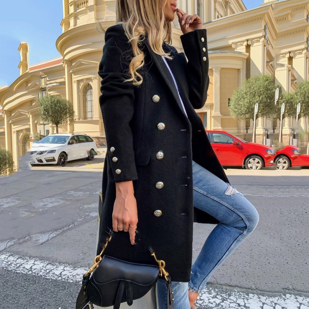 Women's Double Breasted Woolen Coat