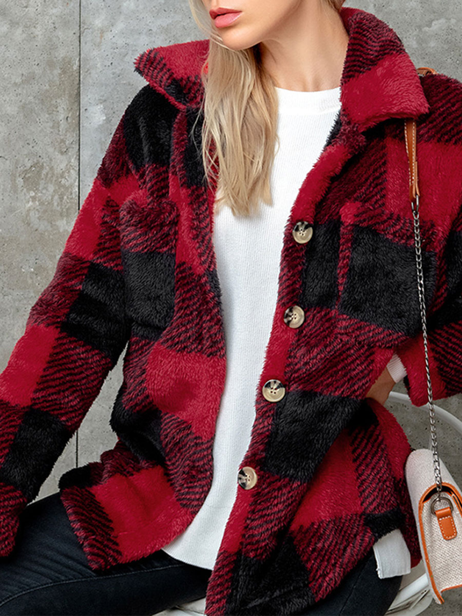 Loose Check Lamb Plush Jacket