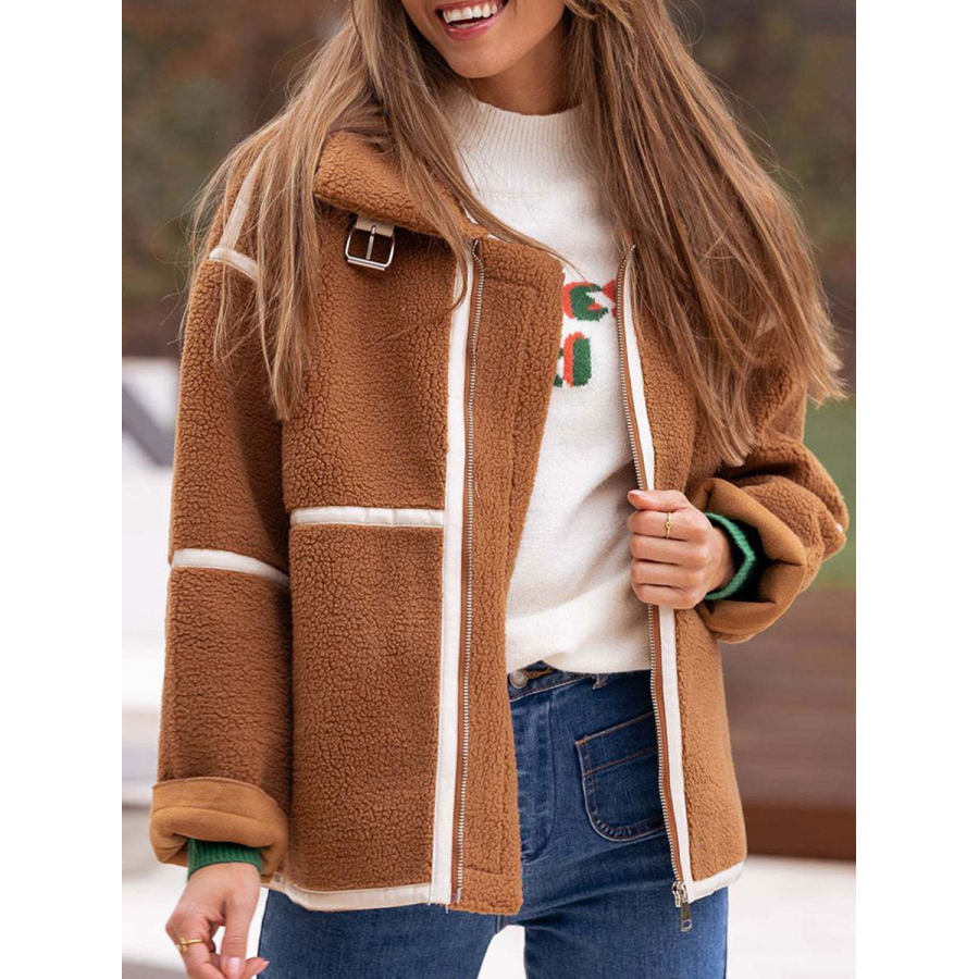 

Casual Loose Lamb Wool Panel Jacket Coat