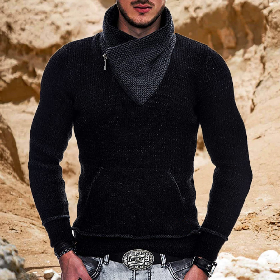 

Mens Fashion Zip Knitted Sweater