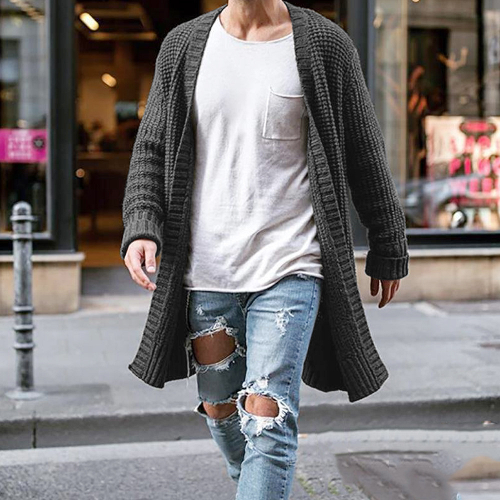 Mens Fashion Solid Color Knitted Cardigans
