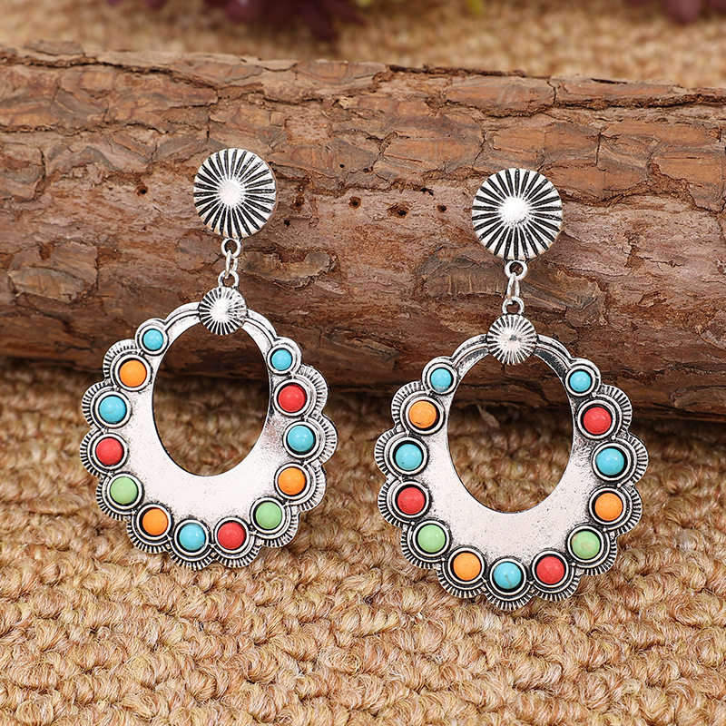 Boho Vintage Colorful Turquoise Drop Earrings