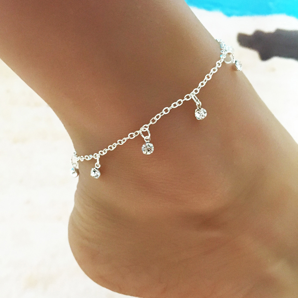Exquisite Flash Diamond Tassel Summer Beach Anklet For Women
