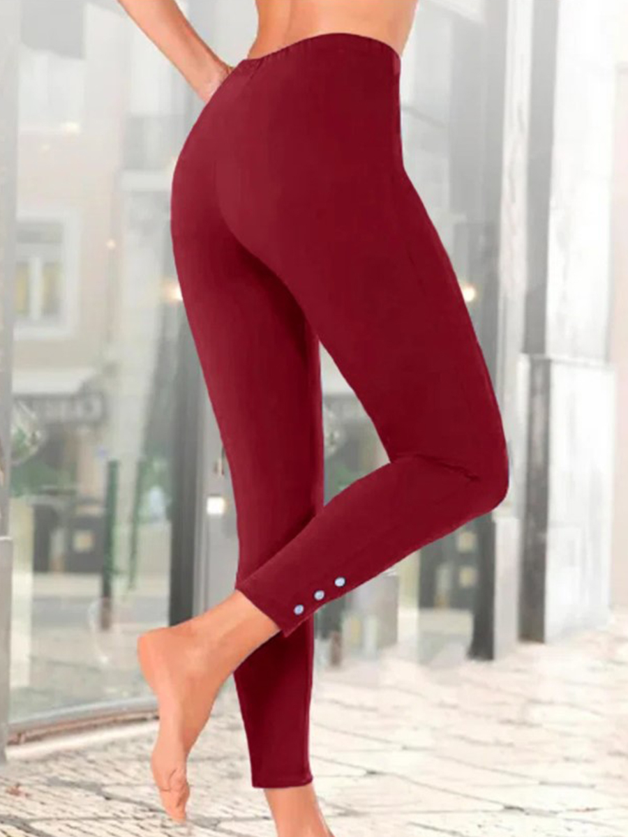 Women Casual Solid Elastic Leggings
