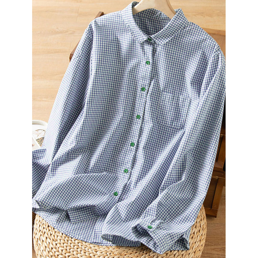 

Casual Loose Plaid Print Long Sleeve Blouse
