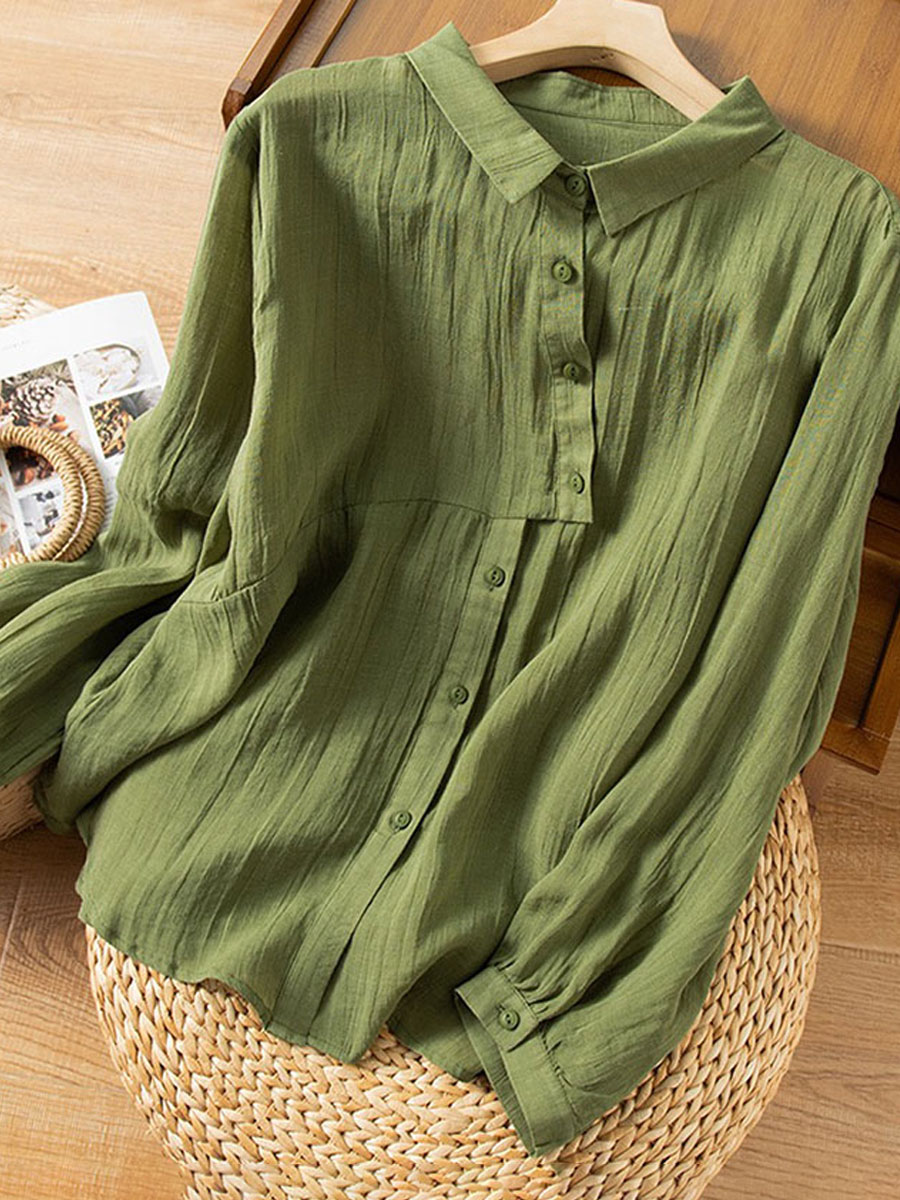 Casual Loose Solid Color Chic Long-sleeved Blouse