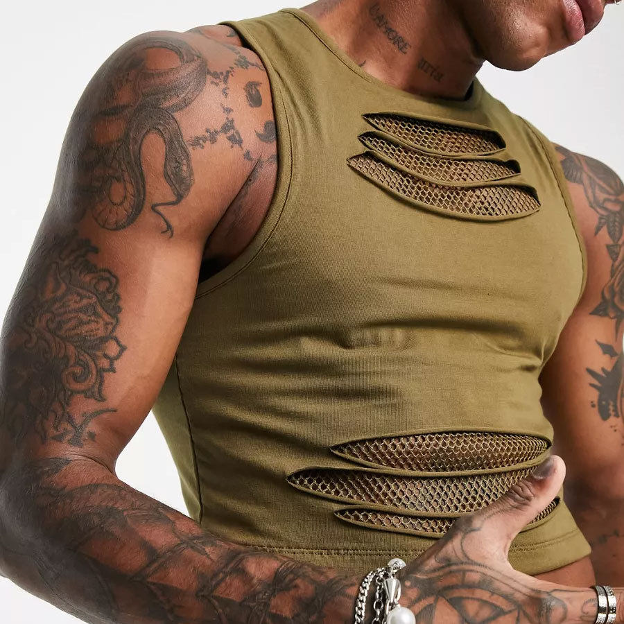 

Men's Hollow Out Sexy Fashion Cropped Vest