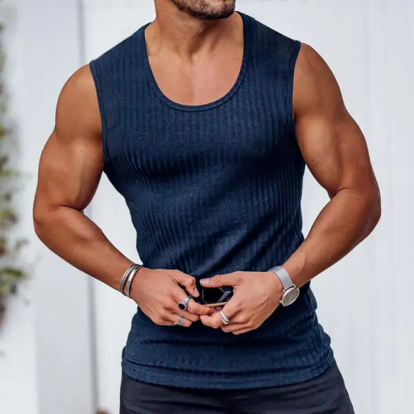 Mens Solid Color Slim Sports Vest - Faciway.com 