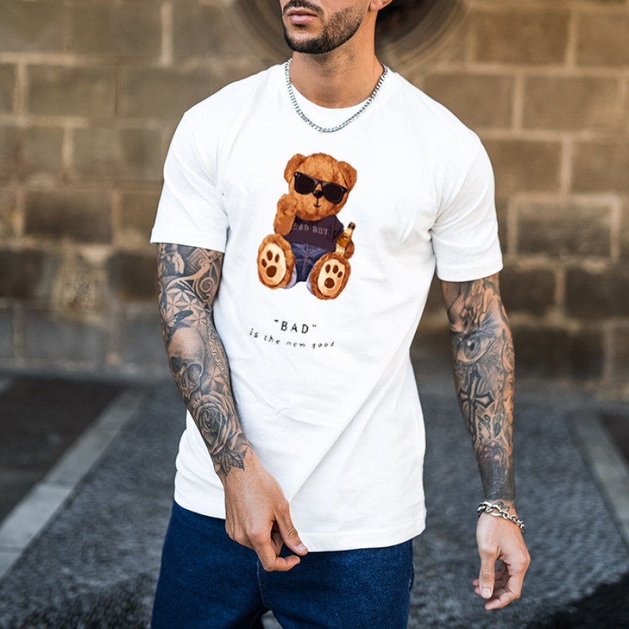 

Men's Bear Letter Printed T-shirt