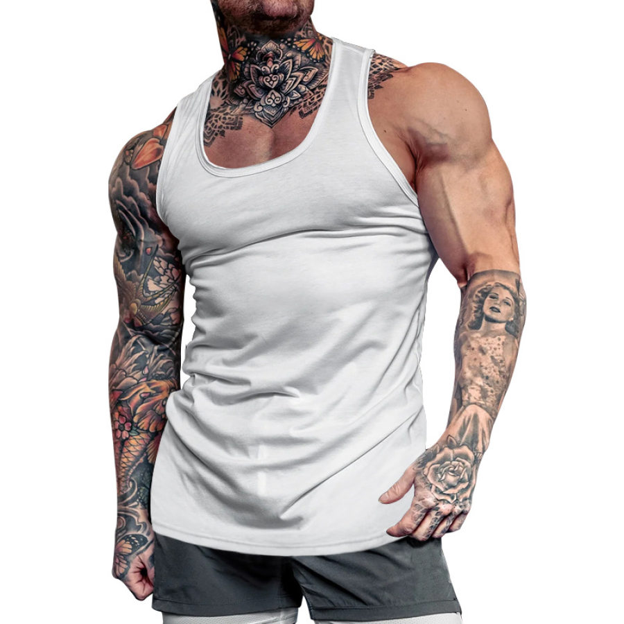 

Men's Casual Sports Solid Color Wide Shoulder Racerback Vest