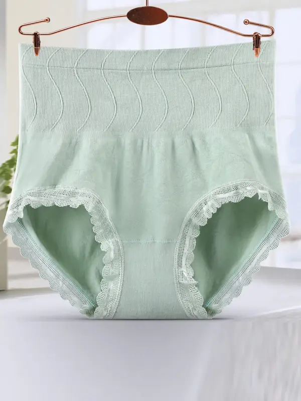 Seamless Tummy Control Waist Lift Hip Lift Lace Trim Cotton Crotch High Waist Panties - Realyiyi.com 