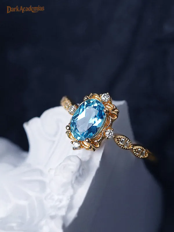 Gold Blue Gemstone Engagement Rings - Realyiyi.com 
