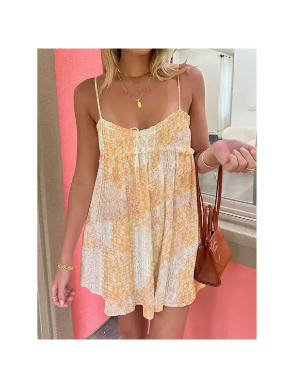 Hollow Strap Casual Mini Dress - Onevise.com 