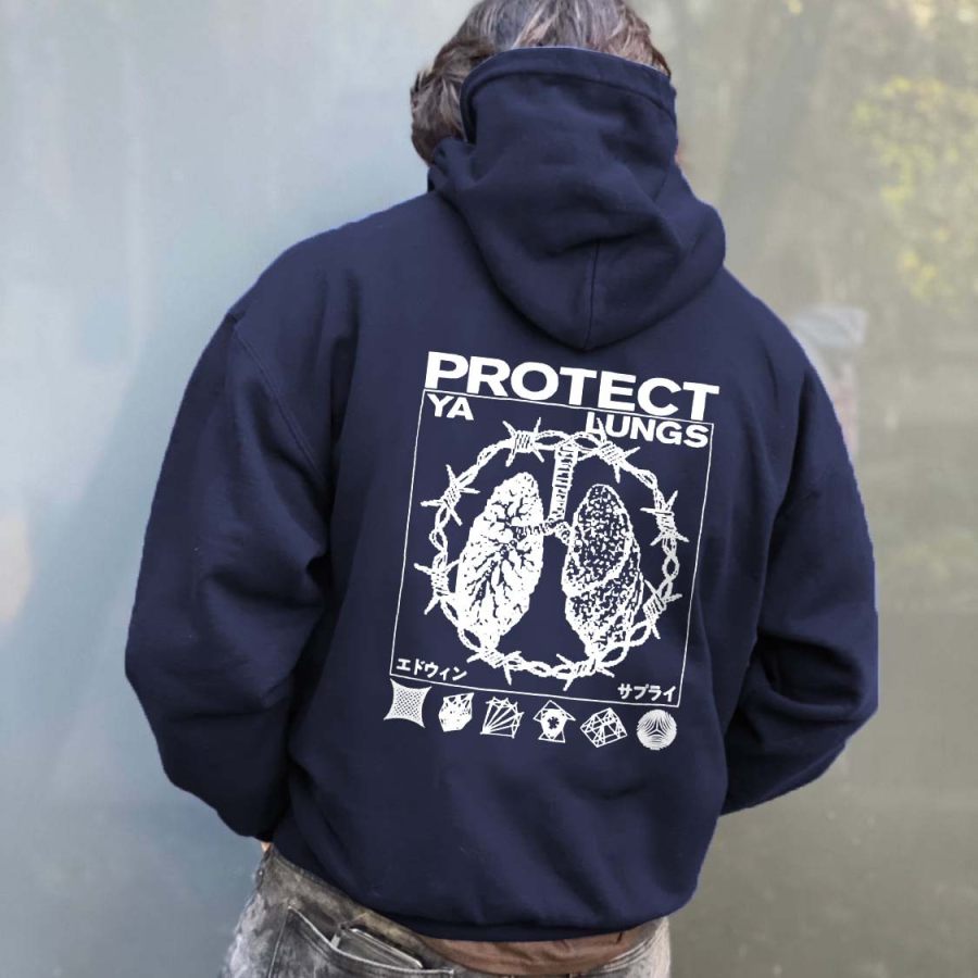 

Herren-Kapuzenpullover Vintage Protect Ya Lungs Langarm Casual Daily Tops