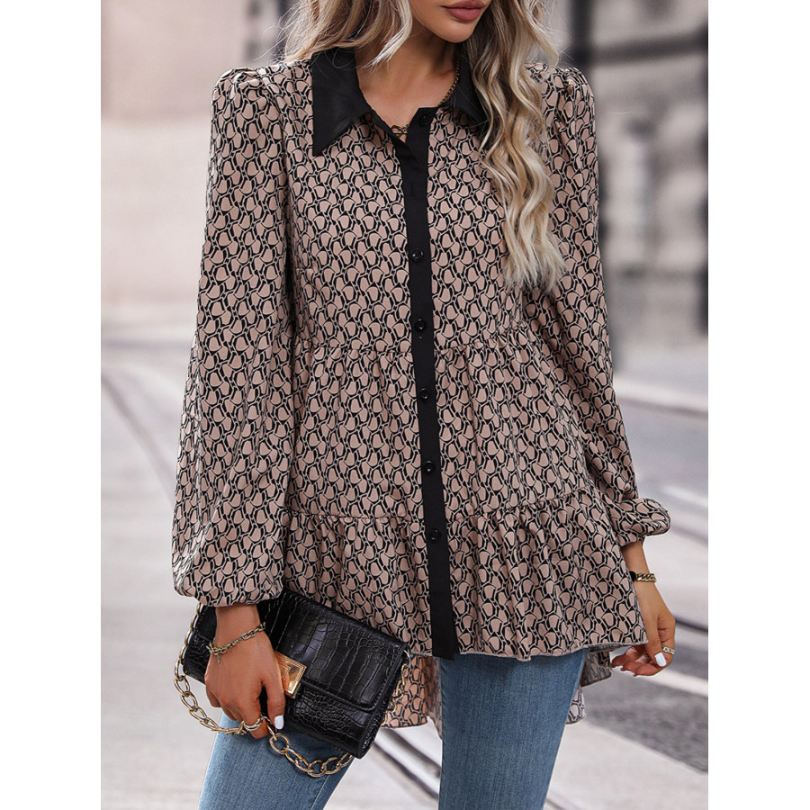 

Women's Casual Irregular Hem Long-sleeved Top Blouses