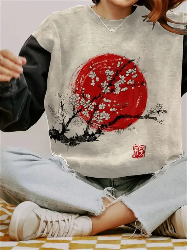 Sunrise Plum Blossom Japanese Art Cozy Sweatshirt - Cominbuy.com 