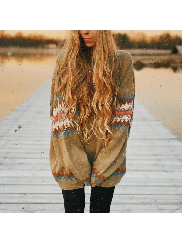 Aztec Knitted Sweater - Viewbena.com 