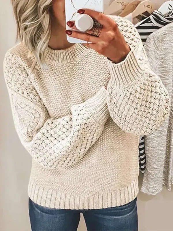 Women's Casual Jacquard Knitted Sweater - Viewbena.com 