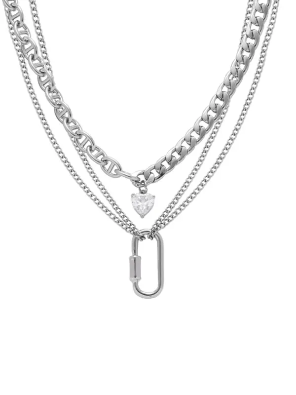 Collier De Diamants En Acier Titane Doublement Empilés - Maxizero.chimpone.com 
