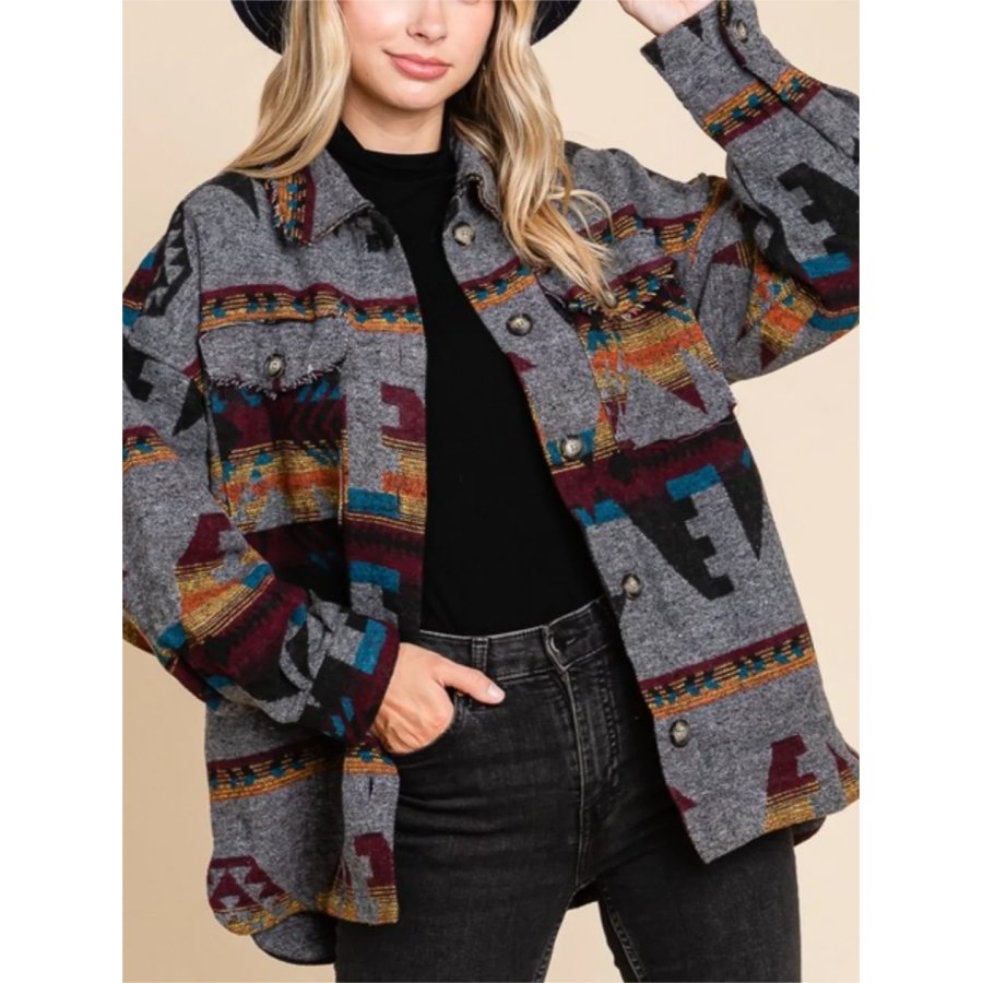 

Chaqueta Holgada De Lana Geométrica De Estilo étnico Retro Azteca Para Mujer