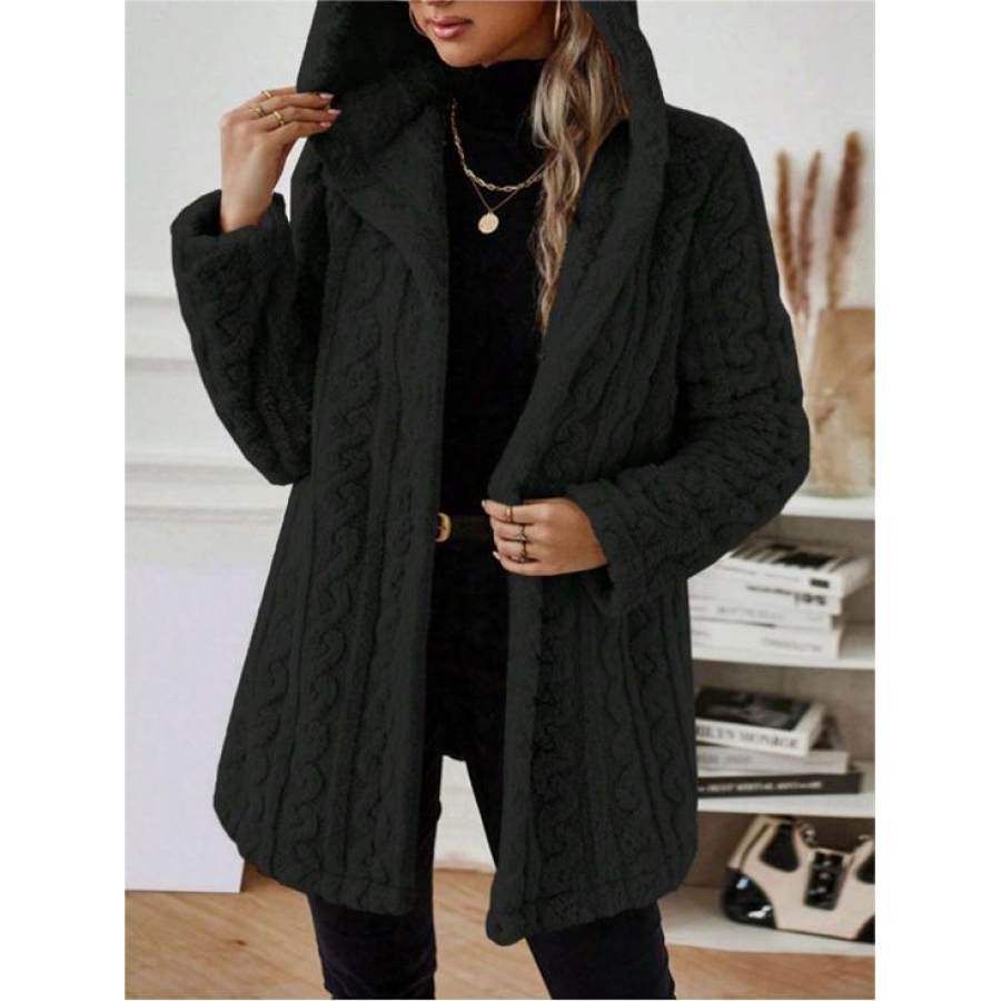 

Einfarbiger Mit Fleece Verdickter Cardigan Für Damen Mit Langen Ärmeln Und Mittellangem Mantel