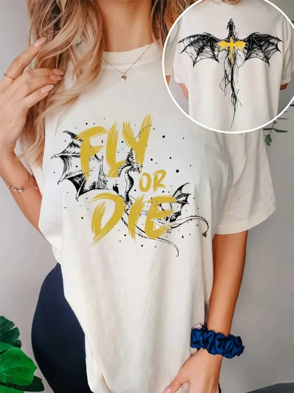 Fourth Wing Fly Or Die T-Shirt - Spiretime.com 