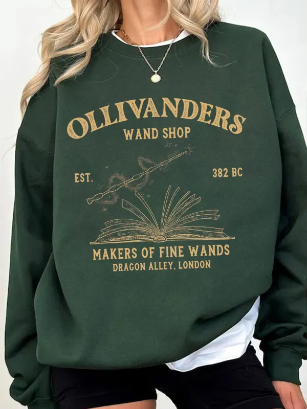 Ollivanders Wand Shop, Wizard Book Shop Sweatshirt - Valiantlive.com 