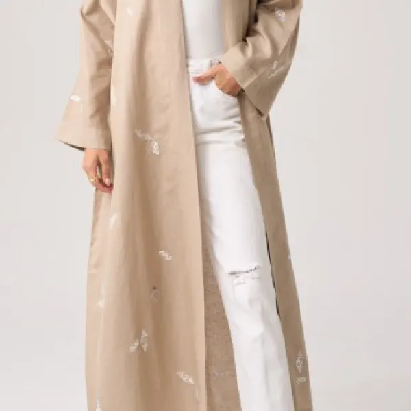 Cotton Linen Cardigan Abaya - Mosaicnew.com 