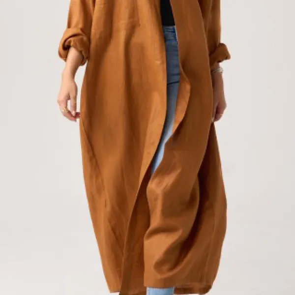 Cotton Linen Cardigan Abaya - Suyuse.com 