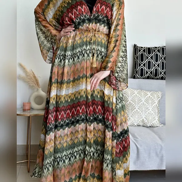 Fashion Tie-dye Printed Dress Robe - Mosaicnew.com 