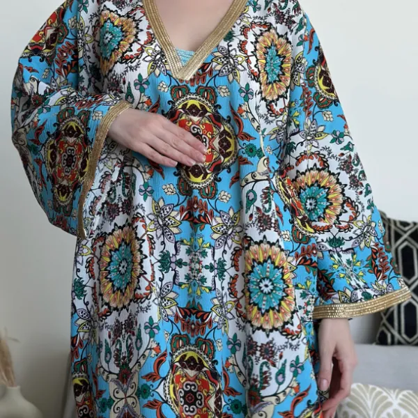 Stylish Floral Pattern Dress Robe - Mosaicnew.com 