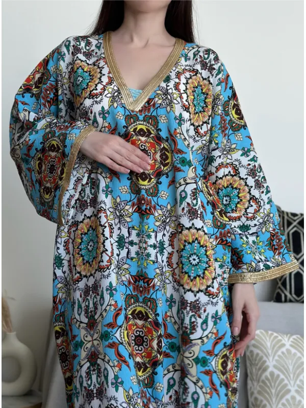 Stylish Floral Pattern Dress Robe - Indyray.com 