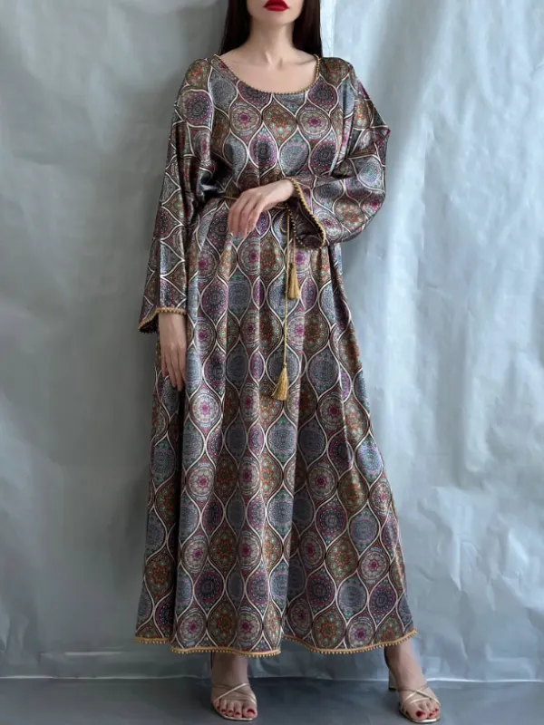 Stylish Graphic Print Dress Robe - Indyray.com 