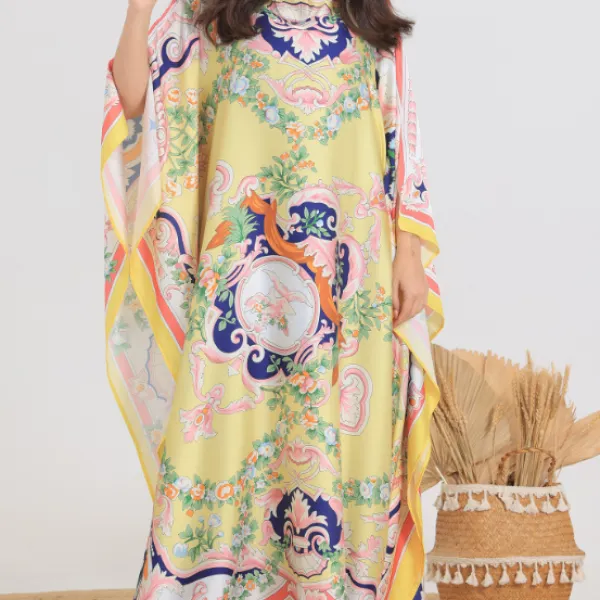High Fashion Satin Printed Dress Robe - Mosaicnew.com 