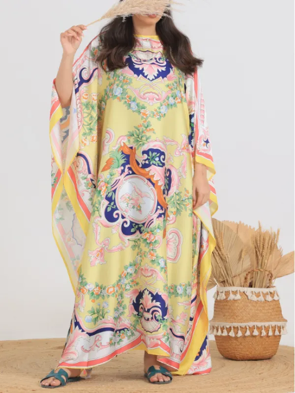 High Fashion Satin Printed Dress Robe - Machoup.com 