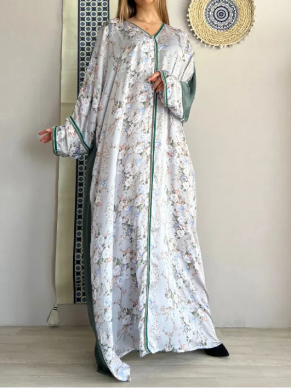Premium Satin Printed Dress Robe - Cominbuy.com 