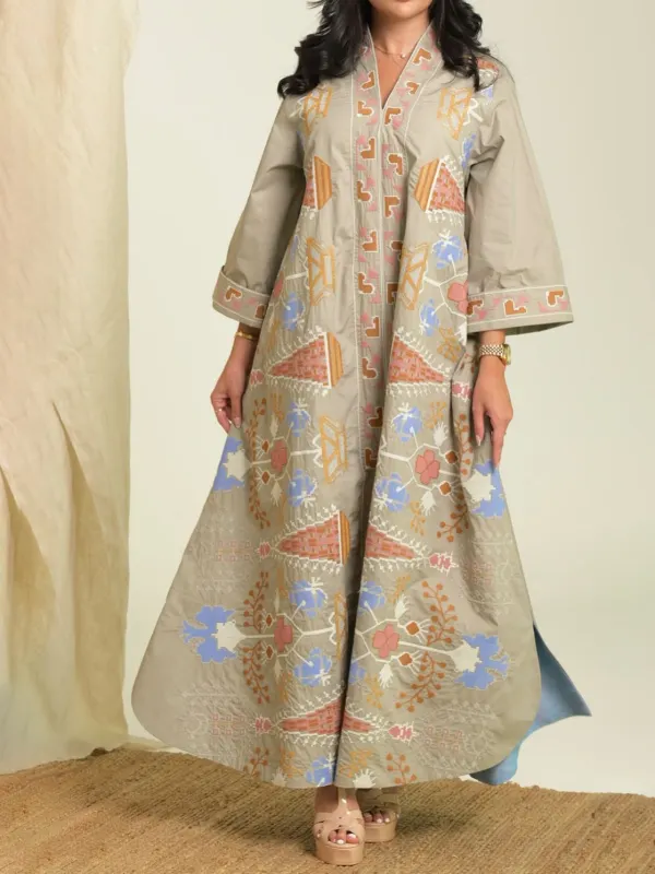 Stylish Printed Robe Dress - Indyray.com 