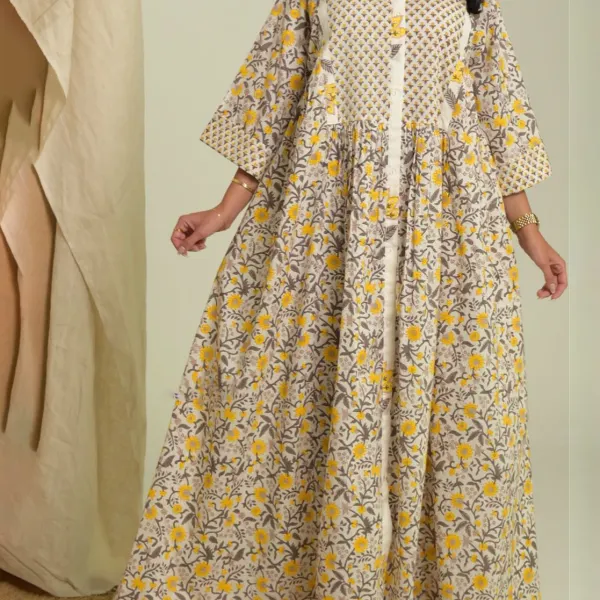 Stylish Printed Robe Dress - Suyuse.com 