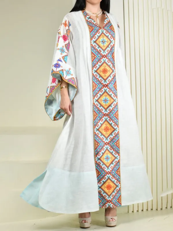 Stylish Printed Robe Dress - Machoup.com 
