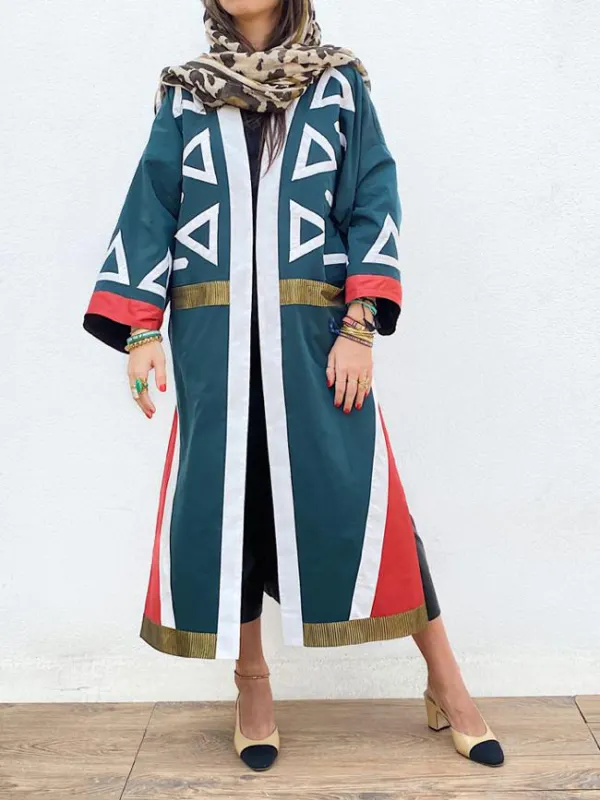 Stylish Color Block Robe Dress - Machoup.com 