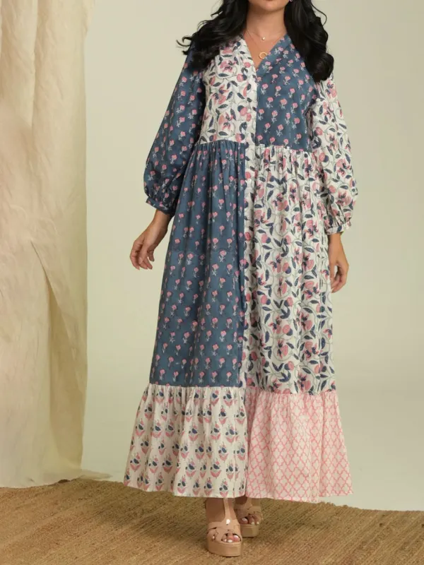Stylish Printed Robe Dress - Cominbuy.com 