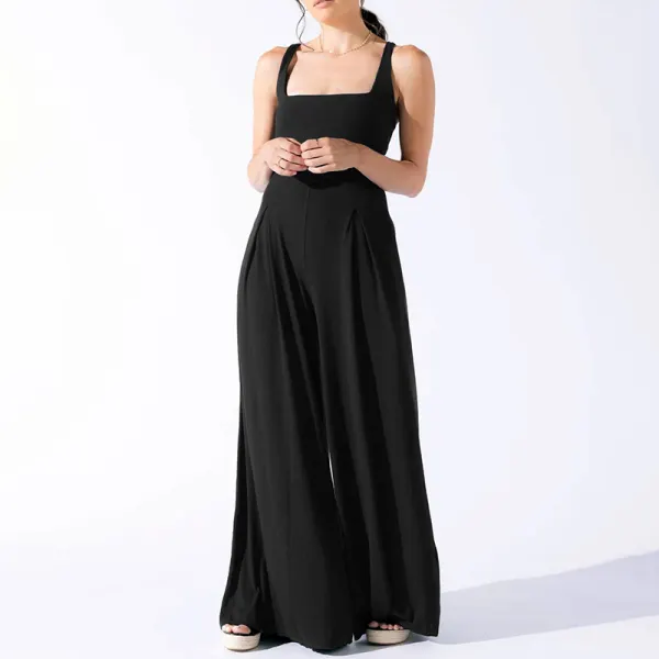 High-waist Jumpsuit, New Temperament, Commuter Casual Pants, Women's Solid Color Loose Wide-leg Pants - Ootdyouth.com 