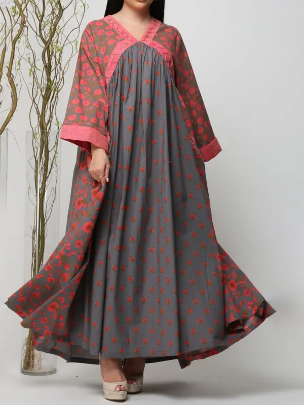 Stylish Printed Robe Dress - Viewbena.com 