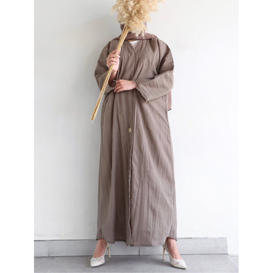 

Stylish Embossed Linen Solid Color Robe