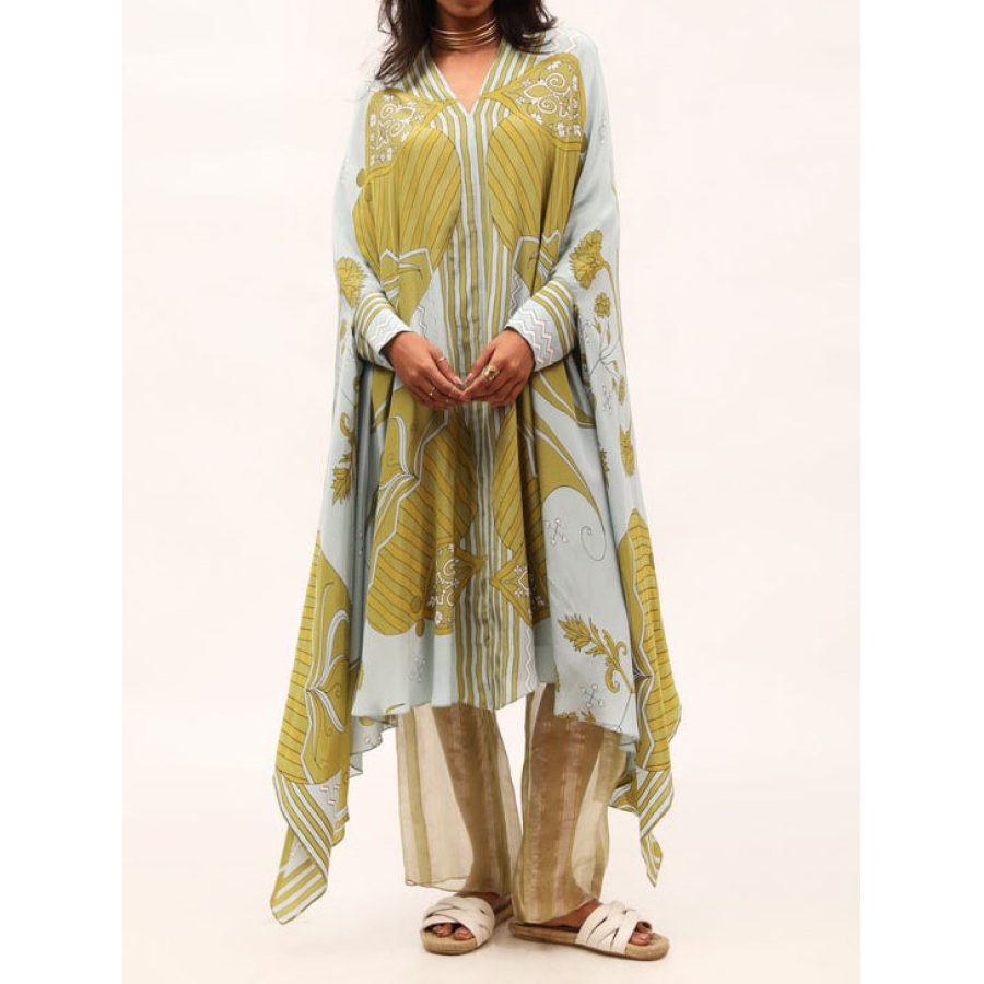 

Krepp-Kaftan-Kleid Mit Paisley-Print